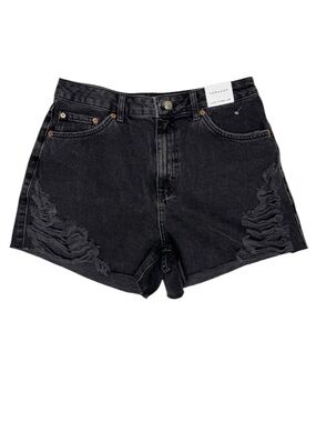 Topshop Black Distressed Shredded Jean Shorts Goth Alternative Grunge Y2K